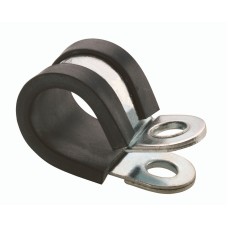 Cable or Hose Clip Black Screw  Steel P Clamp, 12mm Max.